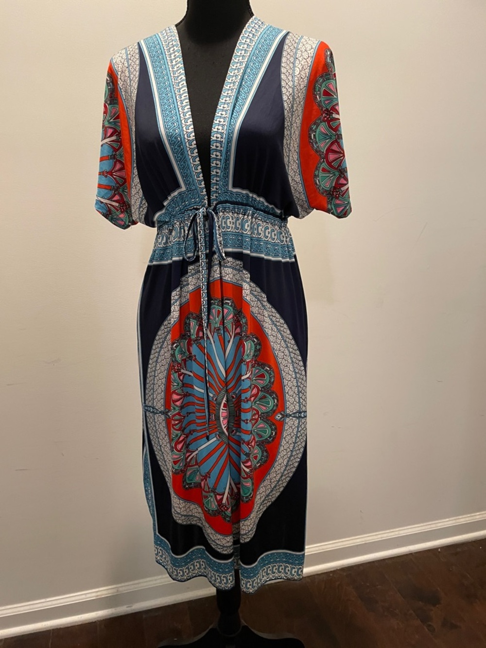 Cherry Cat Graphic Print Dress Size M-L  BlueRed Vacation Beach Dress Multi Use